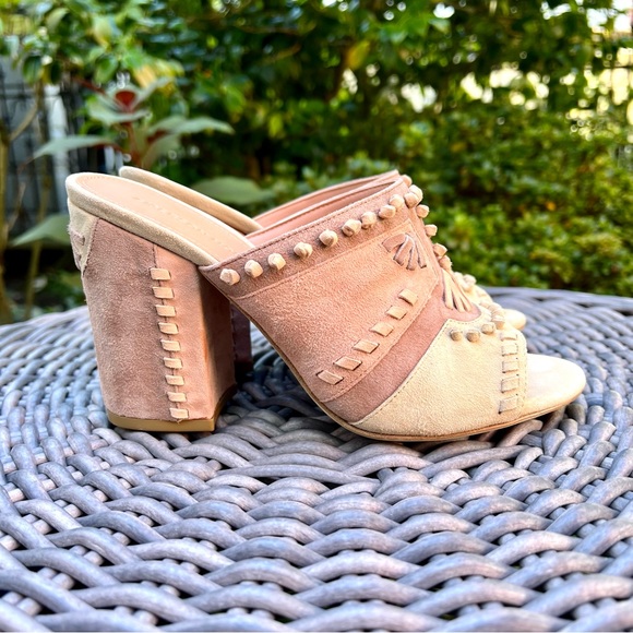 NWOT Sigerson Morrison Philip Suede Open Toe Mule Blush Sz 7.5 - Picture 4 of 11